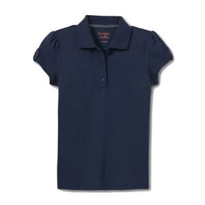 Cat & Jack Girls Uniform M 8 Interlock Short Sleeve Polo Shirt Navy Blue